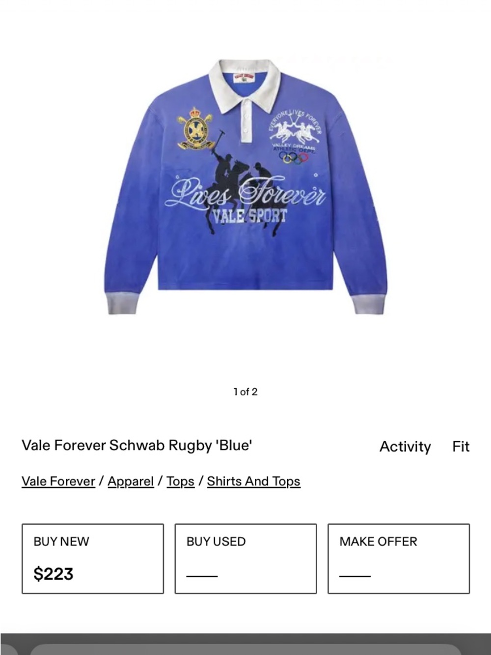 Vale Forever Schwab Blue Rugby Polo with Embroidered Crest Bundle w Tee & Pants